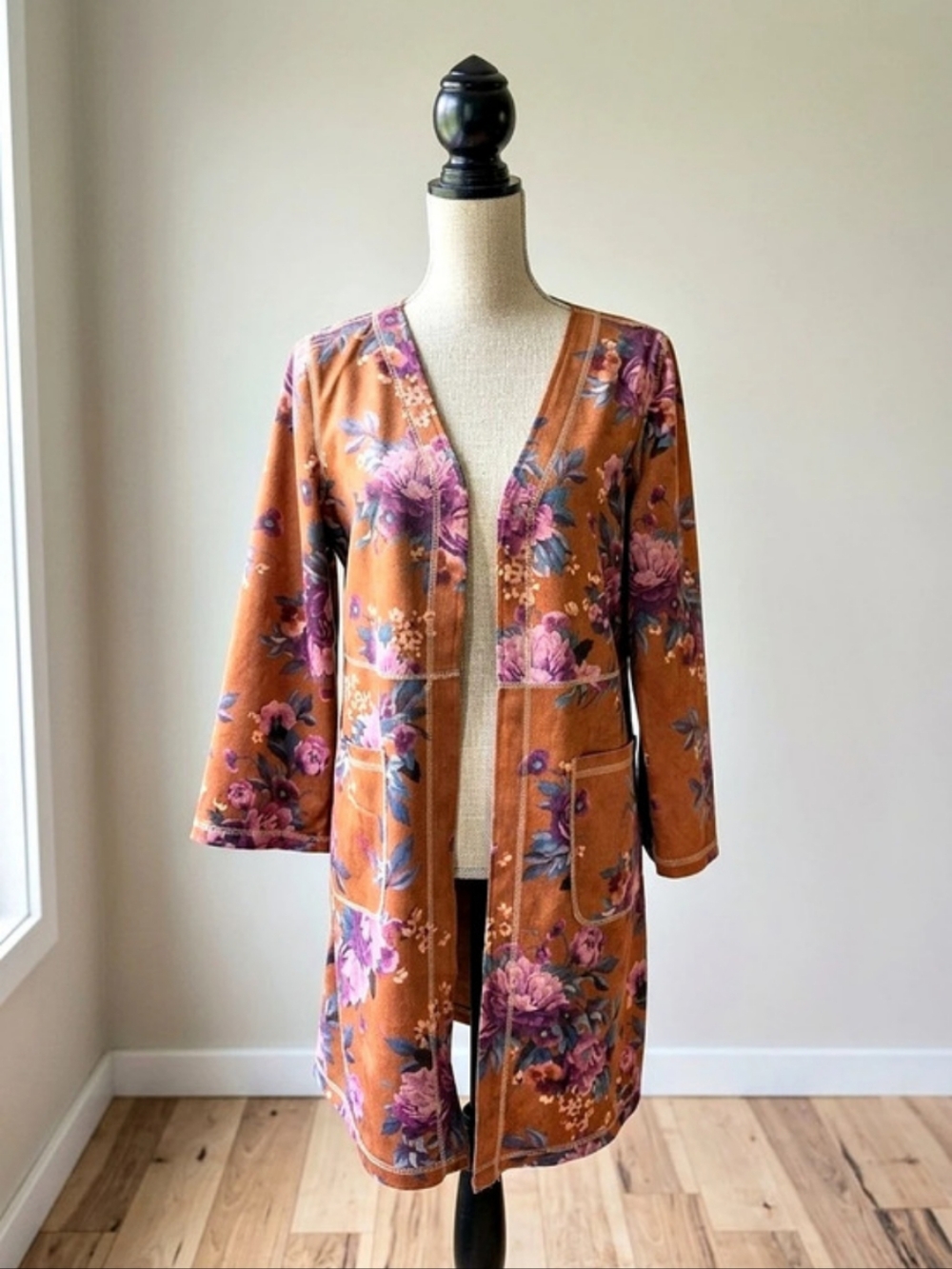 Floral Brown & Pink Jacket Like New